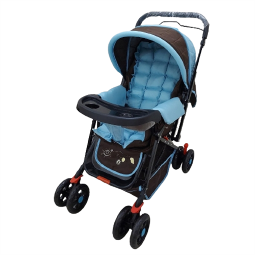 Foldable and Reclinable Baby Stroller with Free Baby Carrier Bag - Blue