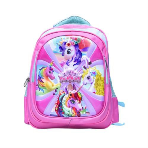 3D Cartoon Kids Backpack Small - Pink Unicorn