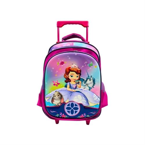 3D Cartoon Kids Backpack with Wheels Preschool School Bags - Sofia the First and Unicorn