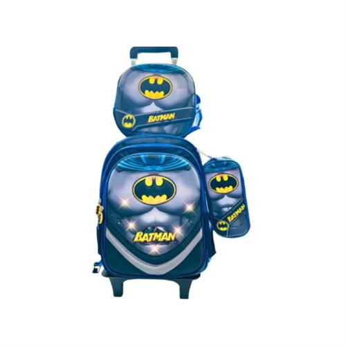 3D Trolley Bag with Light 3 In 1 Kids Backpacks Batman