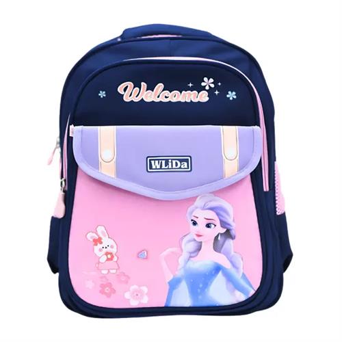 Kids Backpack with Pocket Elsa and Cute Bunny Dark Blue
