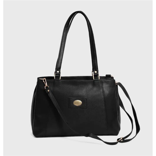 Enmark Elegant Black Top Handle Ladies Handbag