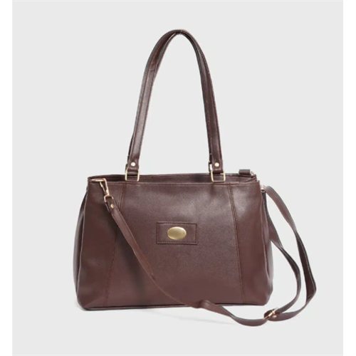 Enmark Elegant Top Handle Ladies Handbag - Brown