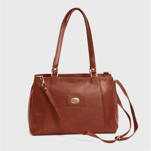 Enmark Elegant Top Handle Ladies Handbag - Tan