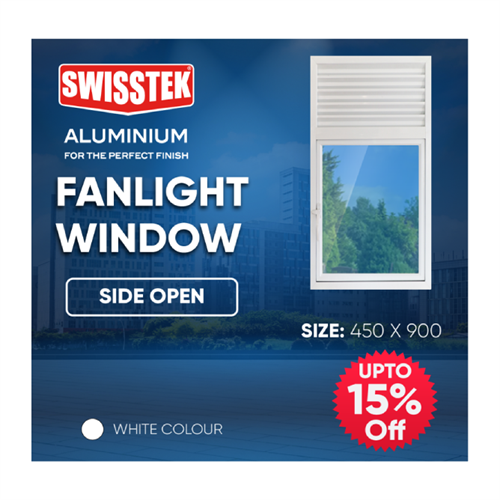 SWISSTEK Pre-Fabricated Fanlight Window 450x900mm White - Side Open