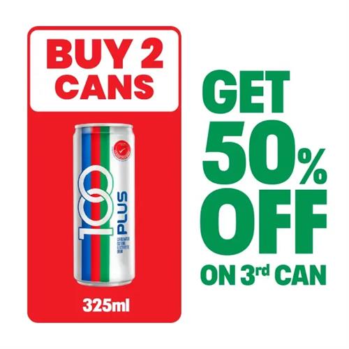 100 Plus Original Can - 325ml (Buy 2 + Get 1 with 50%Off)