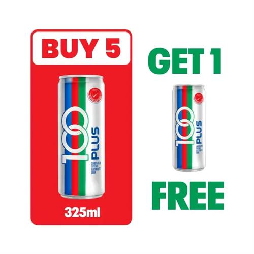 100 Plus Original Can - 325ml (Buy 5 Get 1 Free)