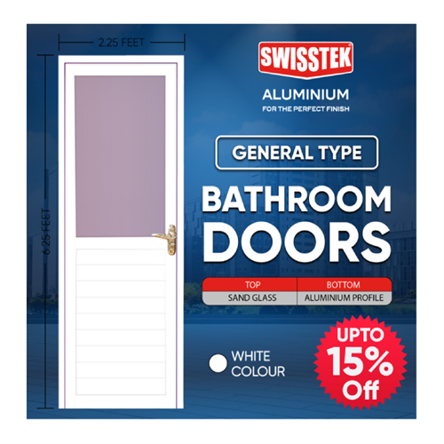SWISSTEK 27 x 75 inch Bathroom Door White Finish with Frame (General Type - Left Side Open)
