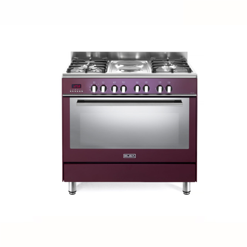 Elba 4 Gas Burner + 2 Electric Plate Cooker with Electric Oven 90CM - Red