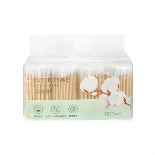 MINISO White 800 Counts Wooden Stick Cotton Swabs