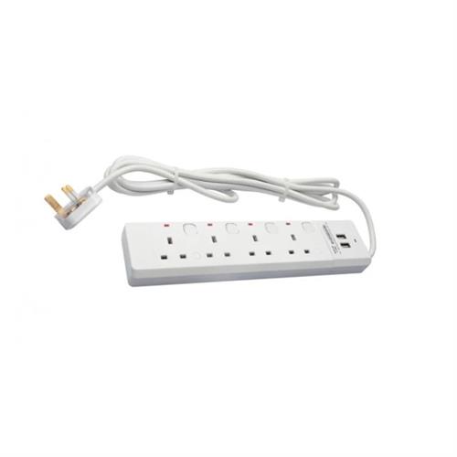 Kevilton 4 Way USB 13A Trailing Socket - 10M