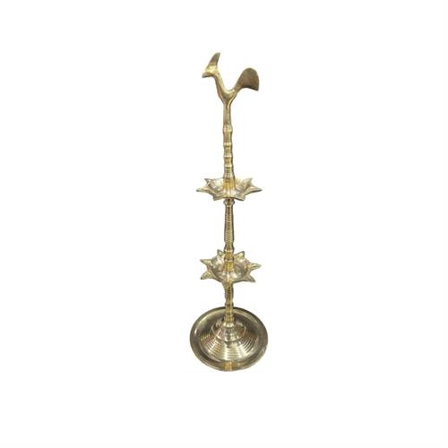 Traditional 18 inch Brass Oil Lamp - 2 Trays