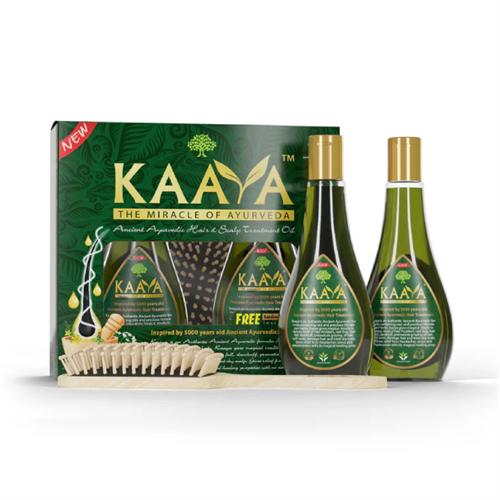 Kaaya Ayurvedic Hair Oil For Hair Growth & Hair Fall Control, Paraben Free + Free Wooden Comb