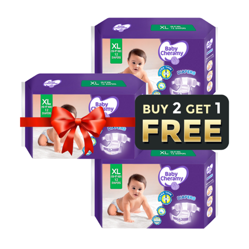 Buy 02 Get 01 Free Offer - Baby Cheramy Baby Diapers XL 12'S