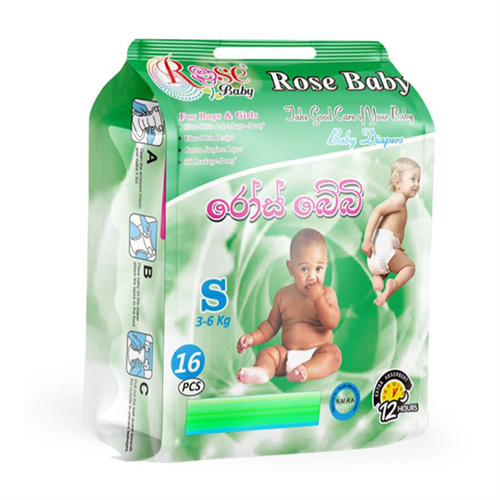 Rose Baby Tape Diapers - 16 Pcs