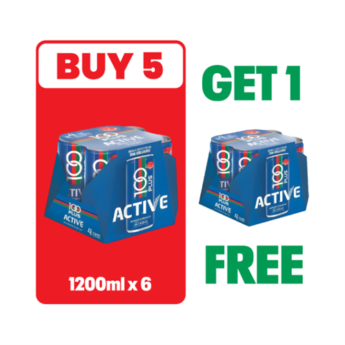 100 Plus Active Can 300ml x 4 Pack (Buy 5 + Get 1Free)