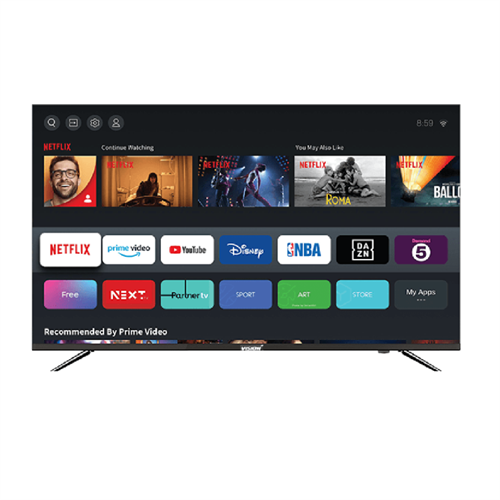 Wisdom 65 inch 4K Smart Android-14 UHD LED Frameless TV with Smart Remote