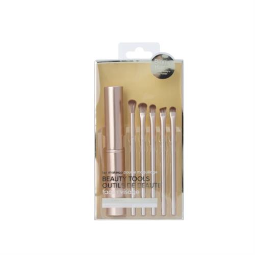 MINISO Eye Makeup Brushes Set with Holder 5 Pcs - Gold