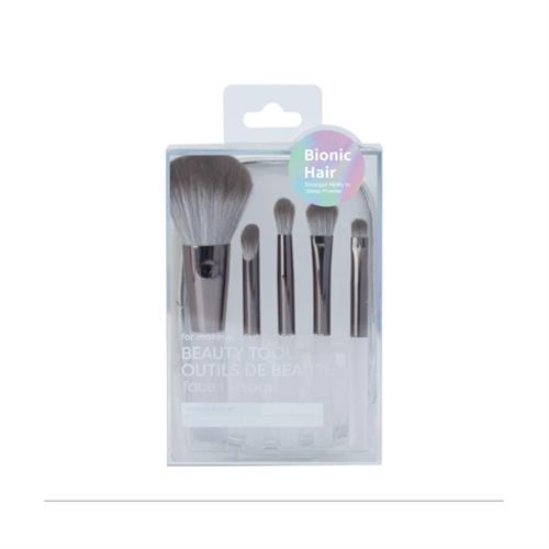 MINISO Makeup Brushes 5 Pcs Set with Bag - Gray