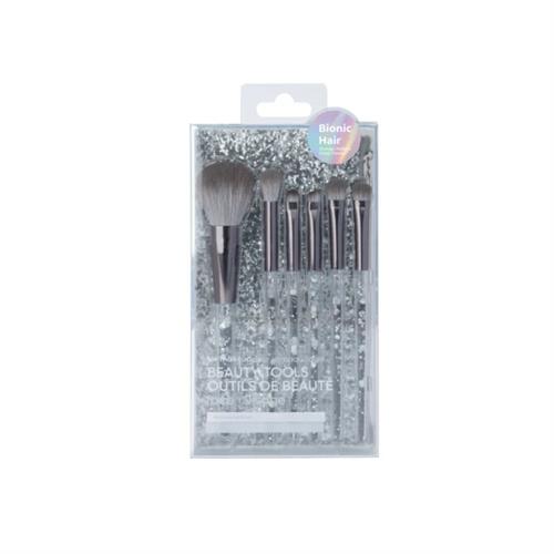 MINISO Makeup Brushes with Zipper Bag 6 Pcs - Gray