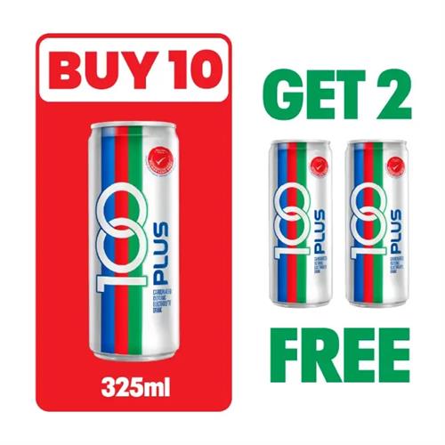 100 Plus Original Can - 325ml (Buy 10 Get 2 Free)