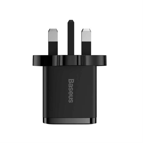 Baseus 10.5W Dual USB Compact Charger UK 3 Pin - Black