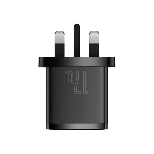 Baseus 17W Compact Charger 3 USB Ports UK 3 Pin - Black