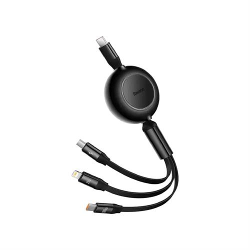 Baseus Bright Mirror 2 Series Retractable 3-in-1 Fast Charging Data Cable Type-C to M+L+C 100W 1.1M - Black