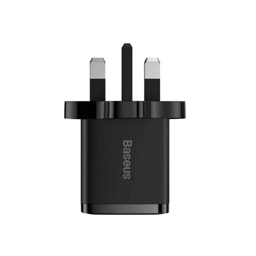 Baseus Compact Fast Charger 2U-C 30W UK 3 Pin - Black