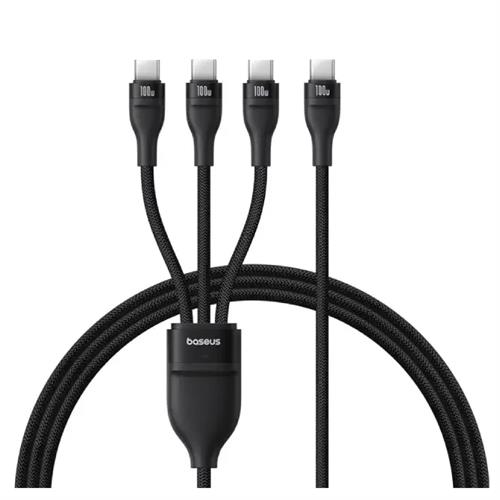 Baseus Flash Series 3 One-for-Three Fast Charging Cable Type-C to C+C+C 100W 1.5M - Cluster Black