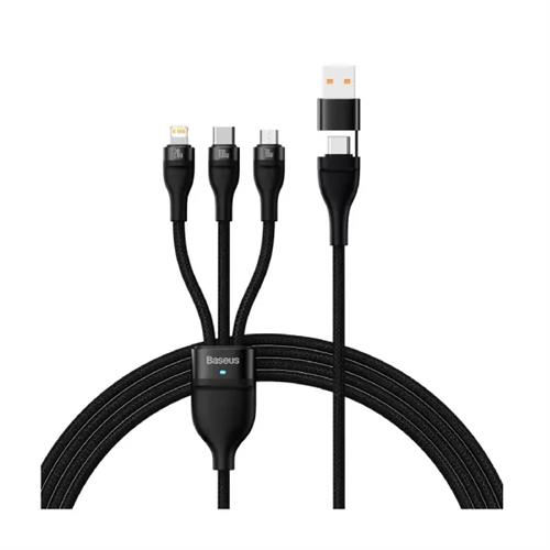Baseus Flash Series Two-for-Three Charging Cable U+C to M+L+C 100W 1.2M - Black