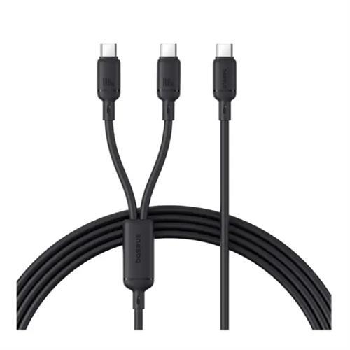 Baseus New Pudding Series Fast Charging Cable Type-C to Dual Type-C 100W 1.5M - Cluster Black