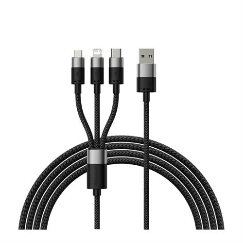Baseus StarSpeed 1-for-3 Fast Charging Data Cable USB to M+L+C 3.5A 1.2M - Black