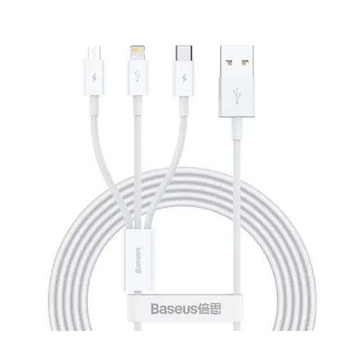 Baseus Superior Series Fast Charging Data Cable USB to M+L+C 3.5A 1.5M - White