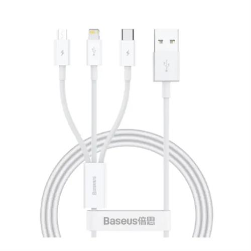 Baseus Superior Series Fast Charging Data Cable USB to M+L+C 3.5A 1M - Stellar White