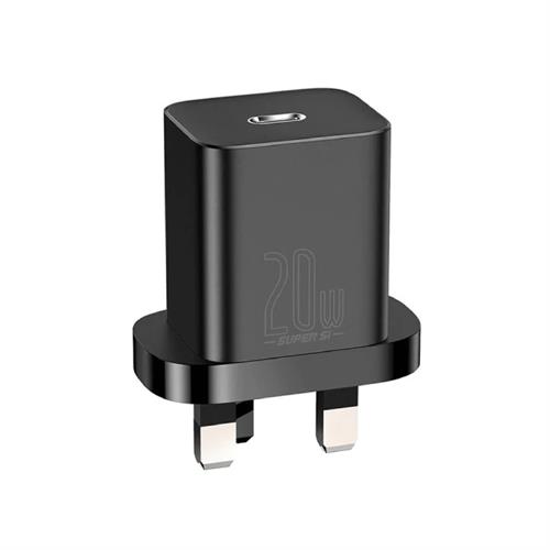 Baseus Super SI 1C 20W UK 3 Pin Quick Charger - Black