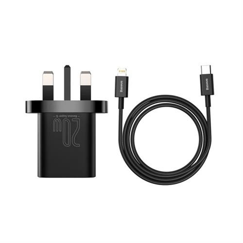 Baseus Super Si Quick Charger 1C 20W UK 3 Pin Sets - Black