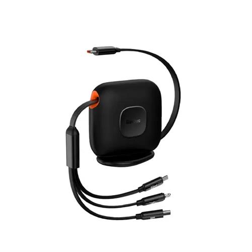 Baseus Traction Series Retractable 3-in-1 Fast Charging Cable Desktop Organizer Type-C to M+L+C 100W 1.7M - Black