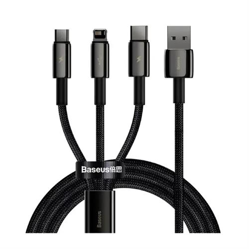 Baseus Tungsten Gold One-for-Three Fast Charging Data Cable USB to M+L+C 3.5A 1.5M - Black