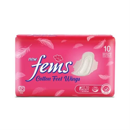 Fems Cotton Wings Sanitary Napkins Pack - 10Pcs