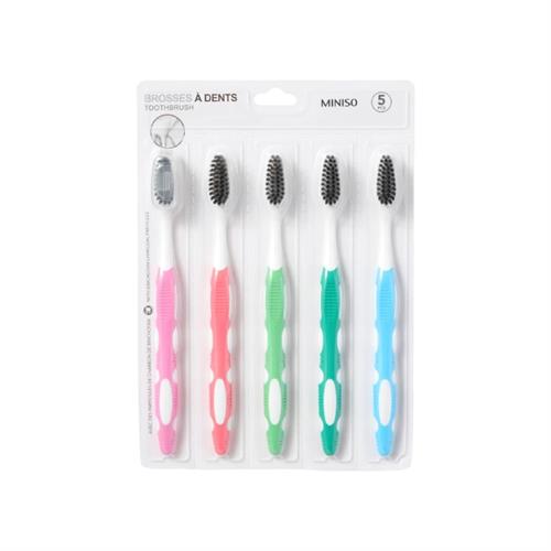 MINISO Gum Care Binchotan Toothbrushes - 5 Pcs