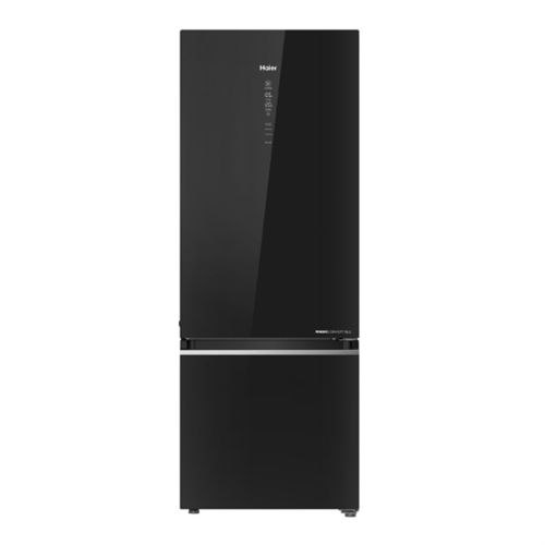 Haier 325L Double Door Inverter Bottom Freezer Refrigerator - Black Glass