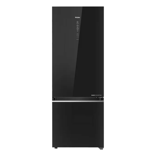 Haier 355L Double Door Inverter Bottom Freezer Refrigerator - Black Glass