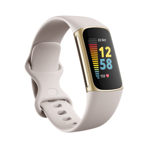 Fitbit Charge 5 - Soft Gold Stainless Steel Lunar White