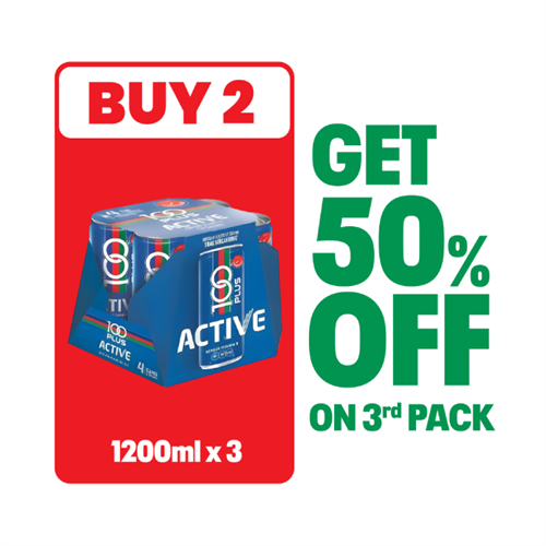 100 Plus Active Can 300ml x 4 Pack (Buy 2 + Get 1 with 50%Off)