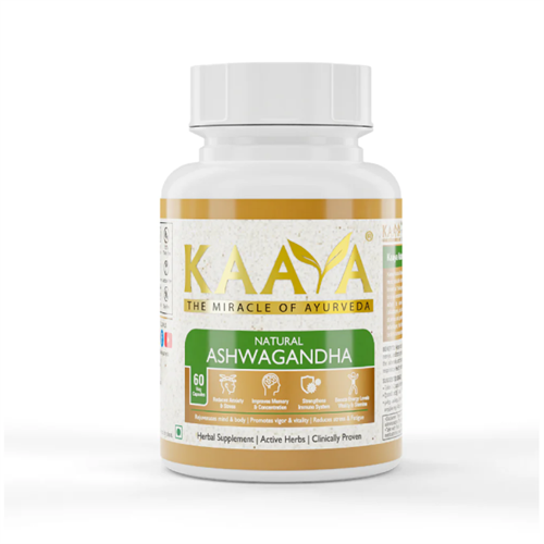 Kaaya Natural Ashwagandha Capsules for Extra Strength, Performance, Vitality, Anxiety and Stress Relief - 60 Capsules (500mg)