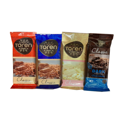 Toren Chocolate Mix Flavours (Chocolate-White-Dark) 55g X 4Pcs - Combo Pack
