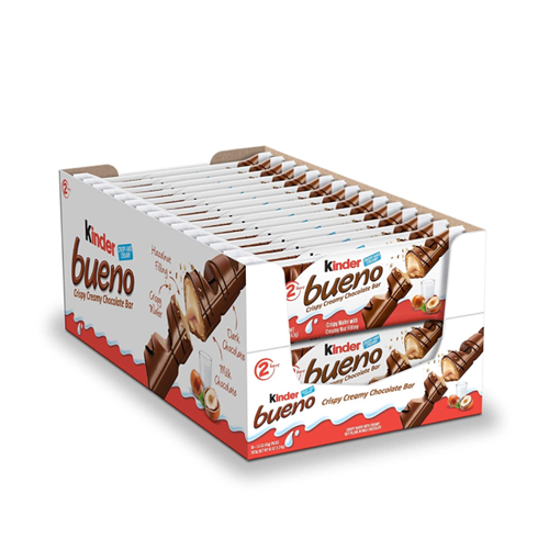 Kinder Bueno Milk Chocolate and Hazelnut Cream Candy Bar - 30 Packs