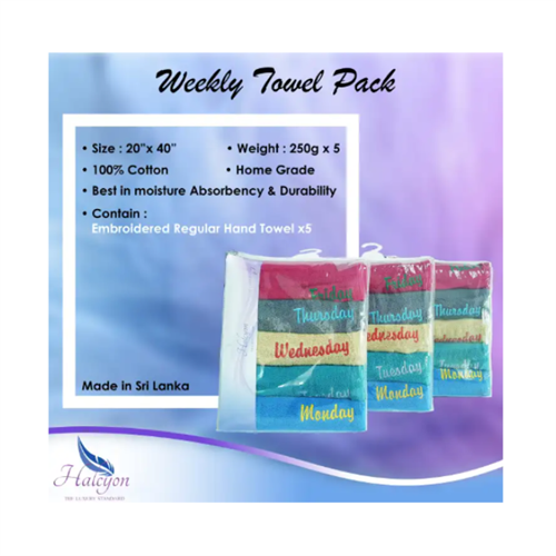 Halcyon Weekly Towel Pack - 5 Pcs