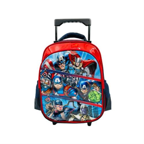 3D Cartoon Kids Backpack with Wheels Preschool School Bags - Captain America with Avengers